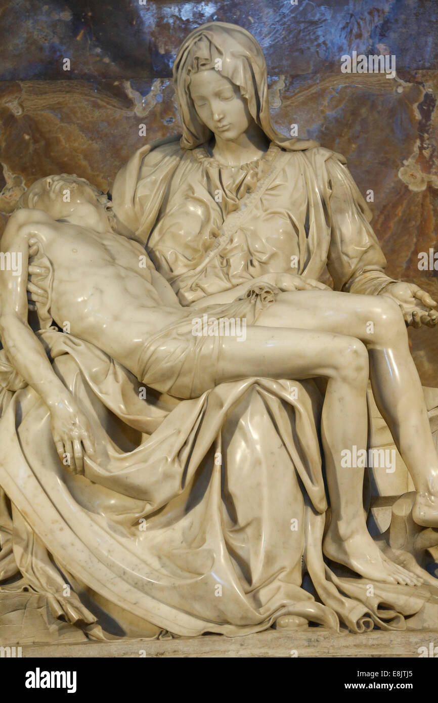 Michaelangelo's Pieta sculpture. 1499. St. Peter's Basilica Stock Photo