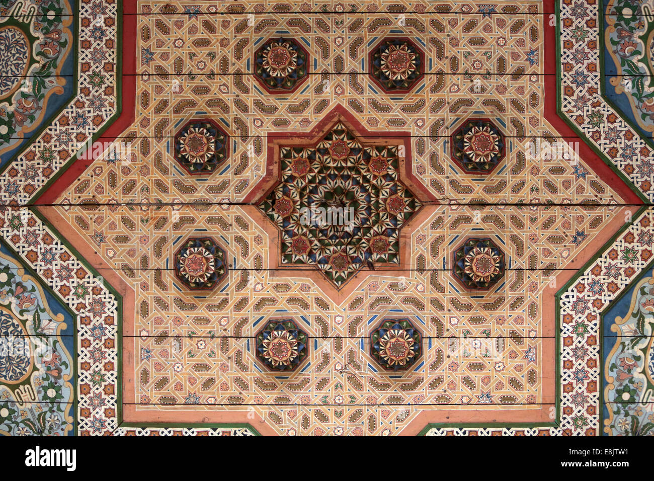 Decorated ceiling. Bahia Palace. The palace of the beautiful. Stock Photo