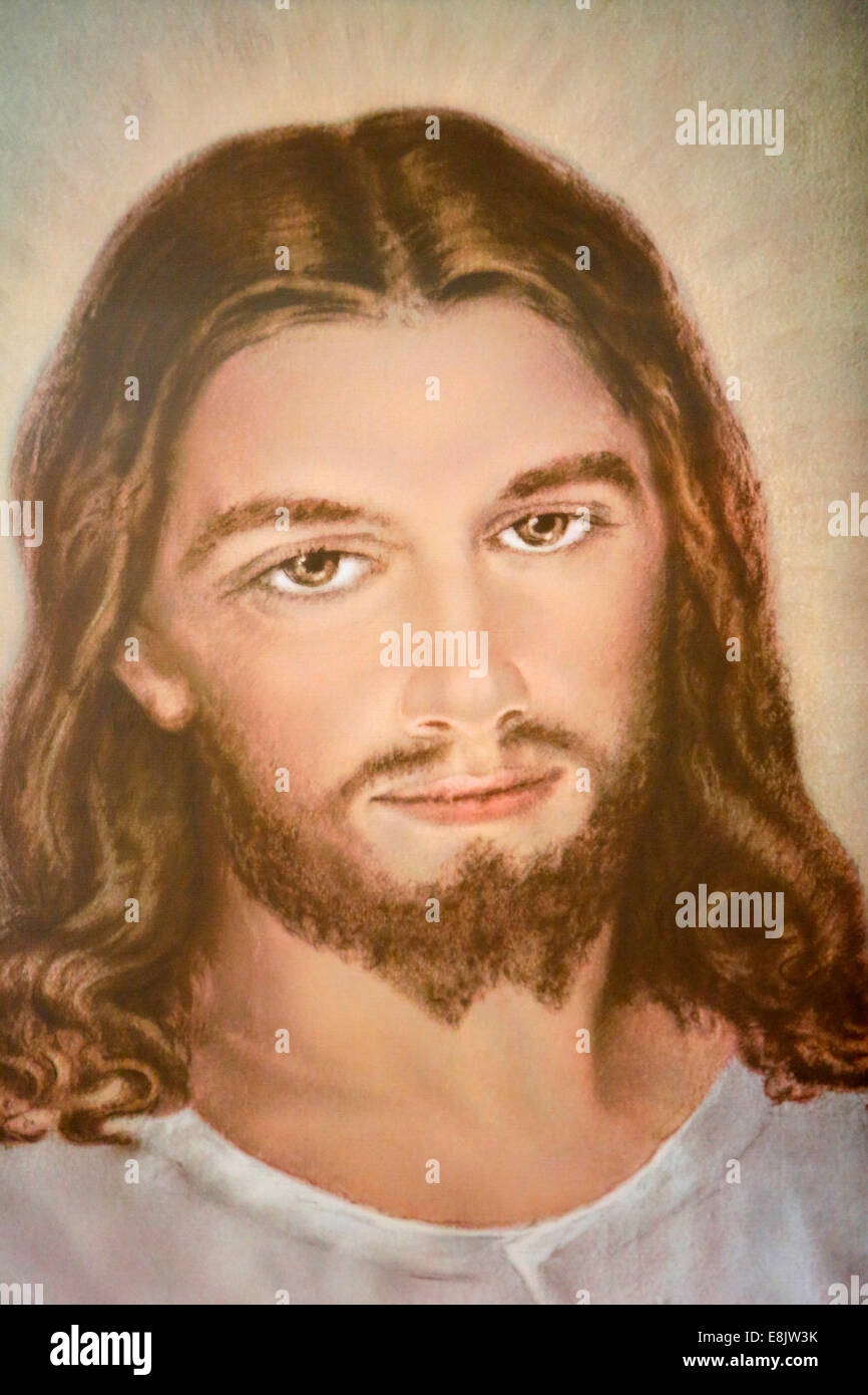 Jesus painting in Sta Theresa church Stock Photo Alamy