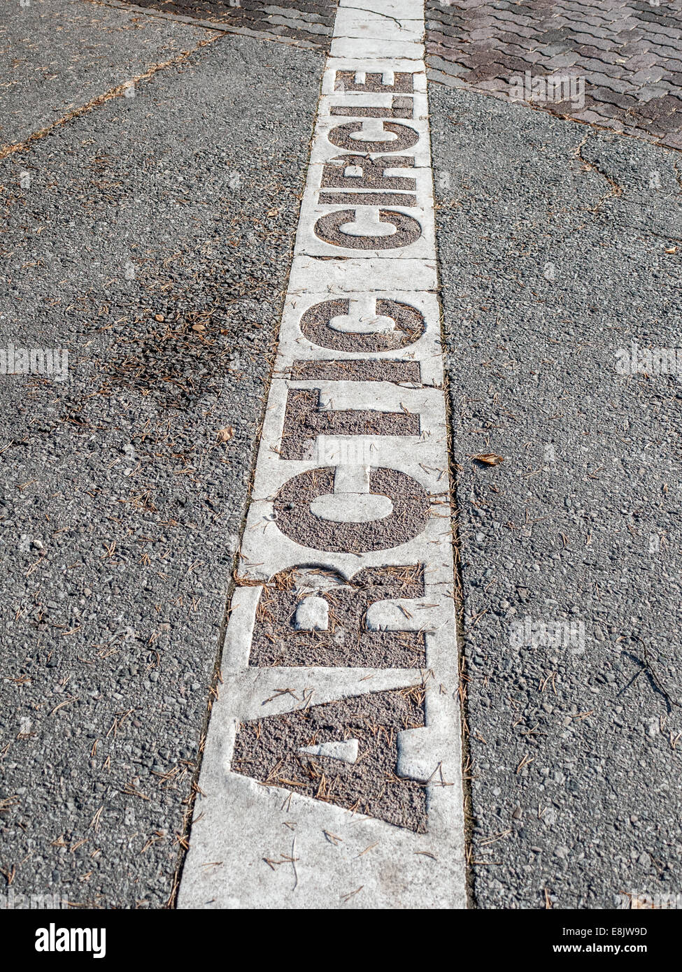 Polar Arctic Circle Borderline in Lapland, Finland Stock Photo