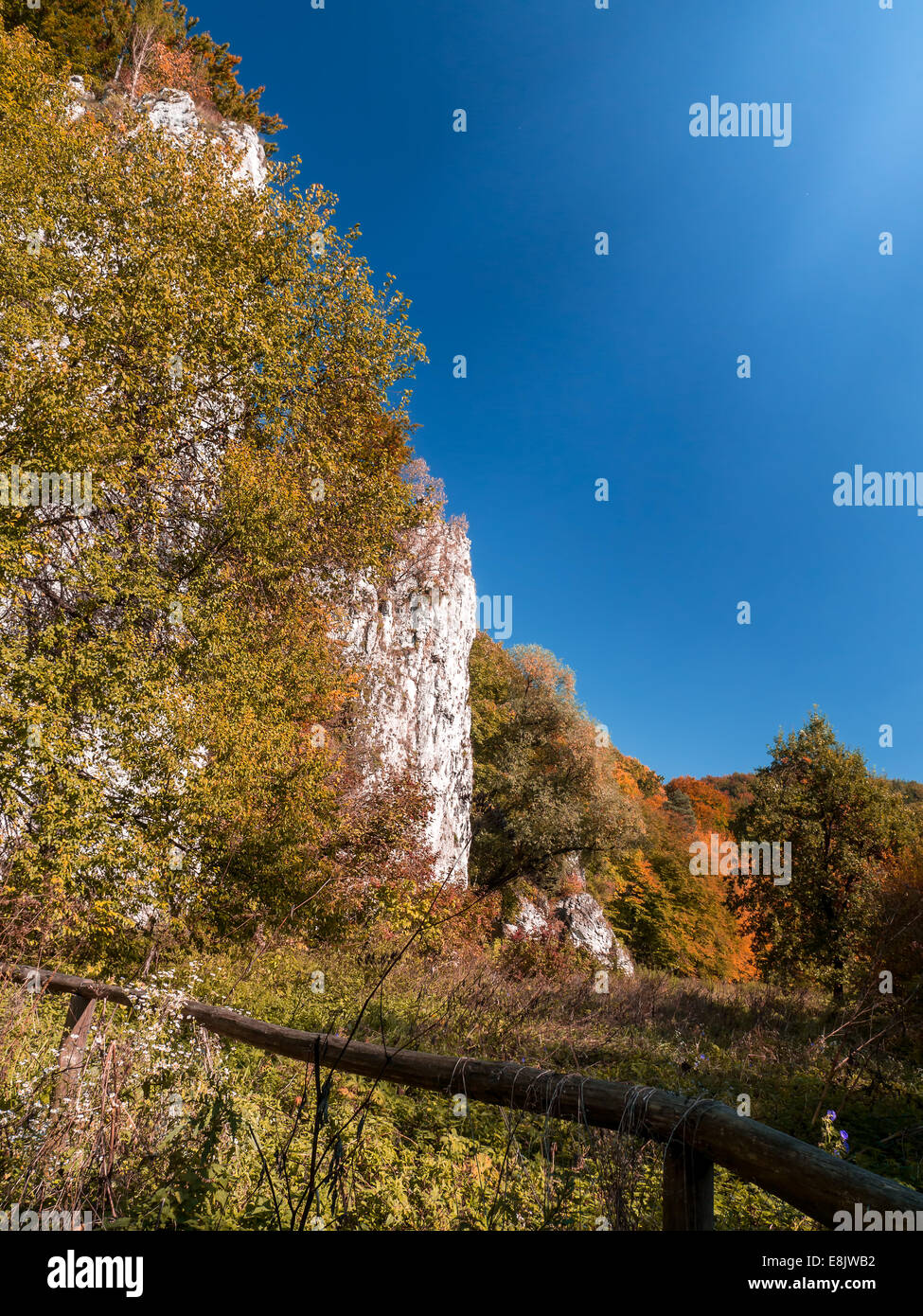 Ojcow National Park with limestone rocks in autumn time, part of Krakow-Czestochowa Upland, Poland Stock Photo