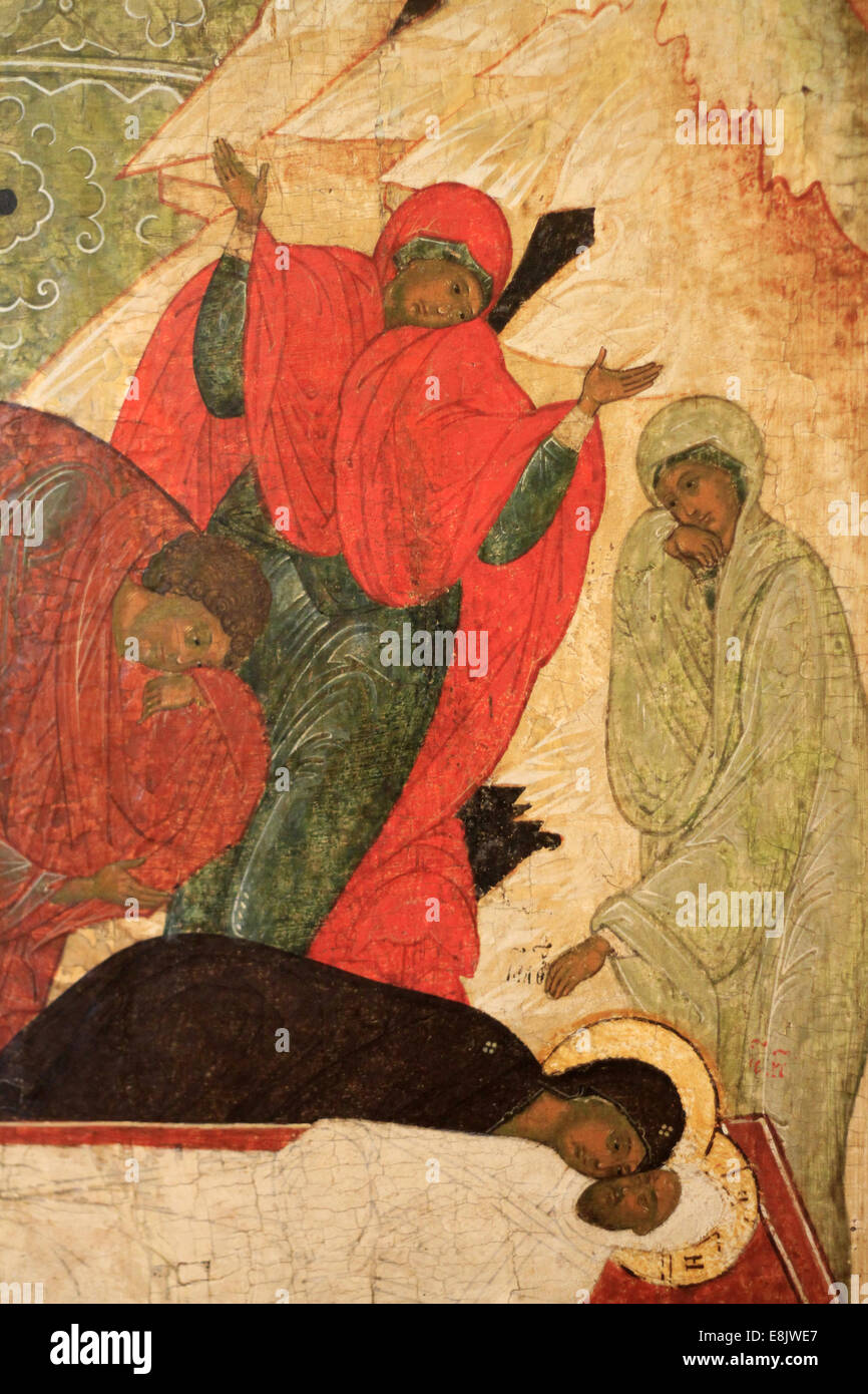 The Entombment. First half - mid 16th Century. Pskov. Russian Museum. Stock Photo