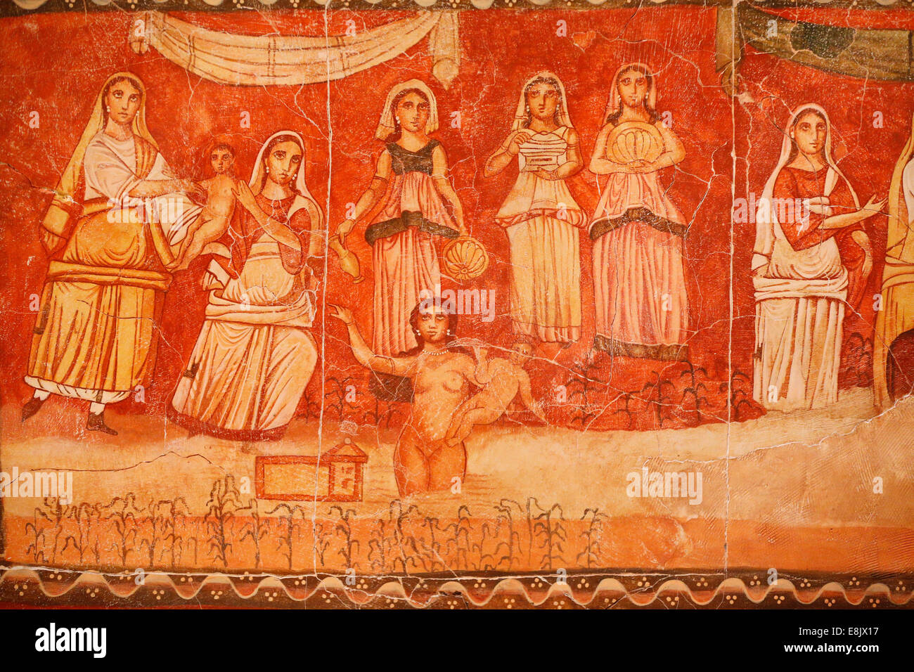 The Dura Europos Synagogue. 3rd century CE. Pharaoah and the infancy of Moses. The jewish Museum New York. Stock Photo