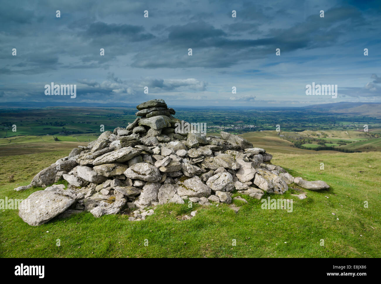 Stone cairn on the hills of Cumbria Stock Photo