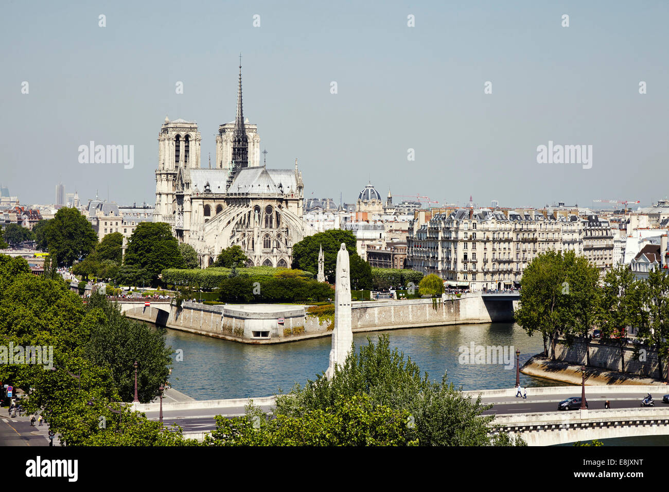 Notre Dame and city of Paris from high viewpoint Stock Photo