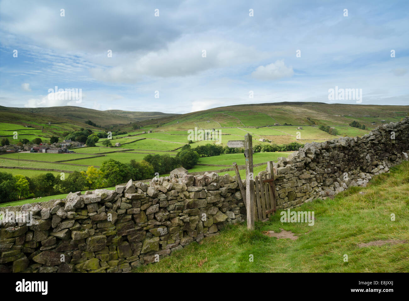 Pennine Way footpath sign near Thwaite in the Yorkshire Dales Stock Photo
