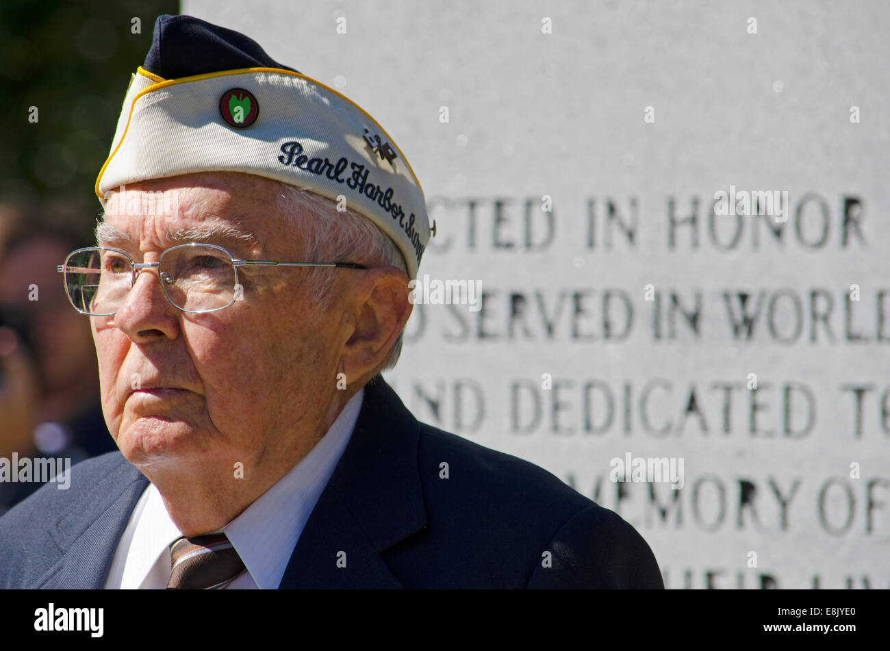 A World War II Veteran and Pearl Harbor Survivor stands at attention ...