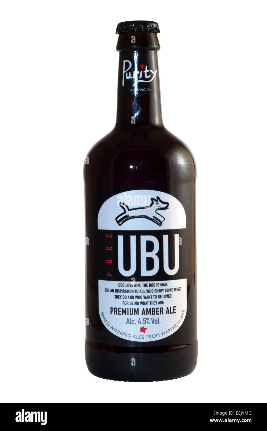 A bottle of Pure Ubu Premium Amber Ale from the Purity Brewing Co. Stock Photo