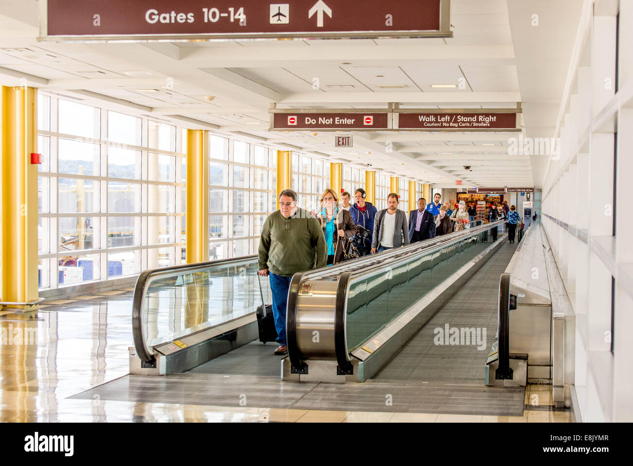 DCA, Reagan National Airport, Washington, DC people on a moving