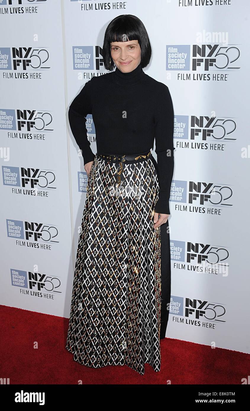 New York, NY, USA. 8th Oct, 2014. Juliette Binoche at arrivals for Clouds of Sils Maria  Premiere at the 52nd New York Film Festival, Alice Tully Hall at Lincoln Center, New York, NY October 8, 2014. Credit:  Kristin Callahan/Everett Collection/Alamy Live News Stock Photo