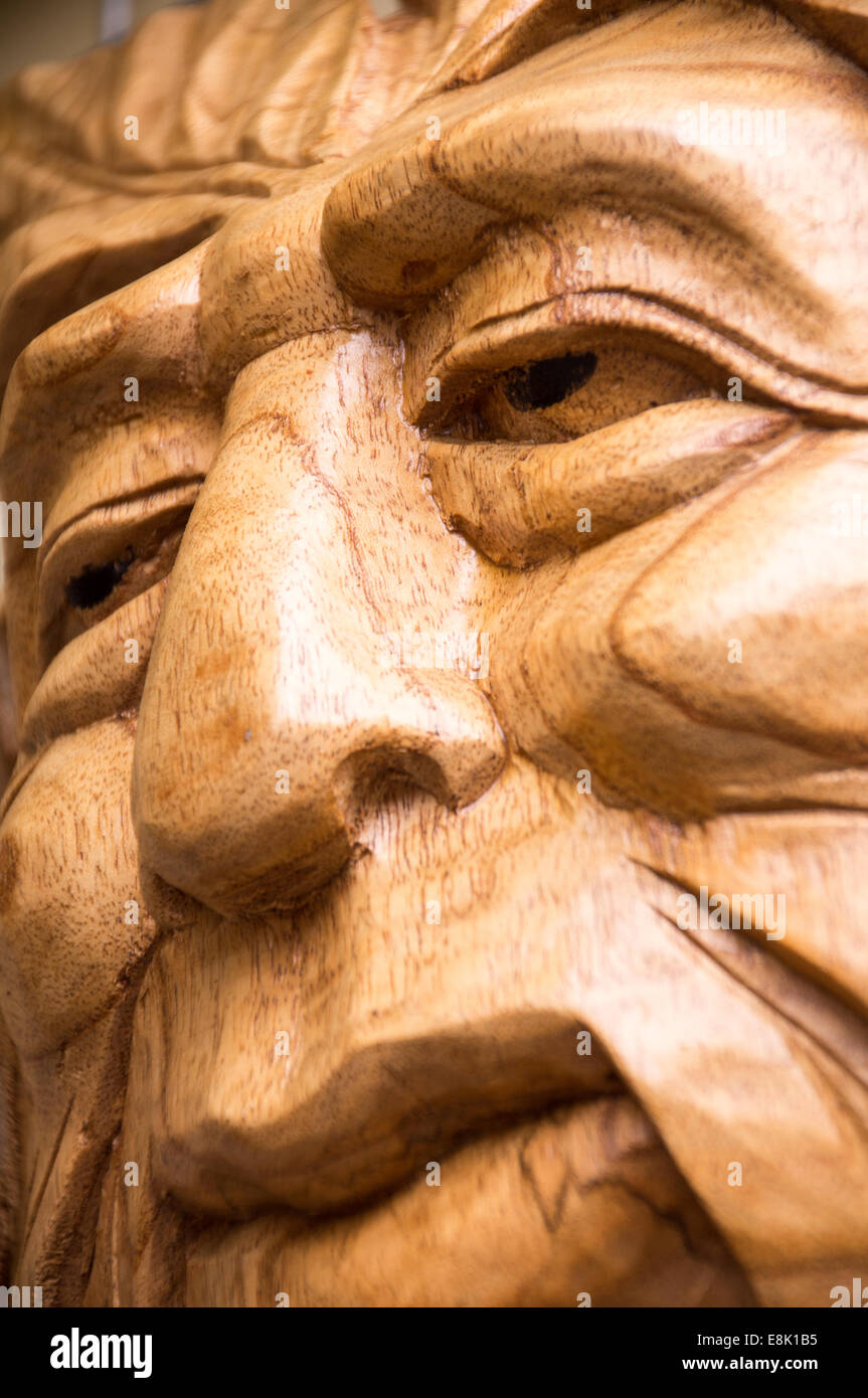 Close up of a sculptured face. Stock Photo
