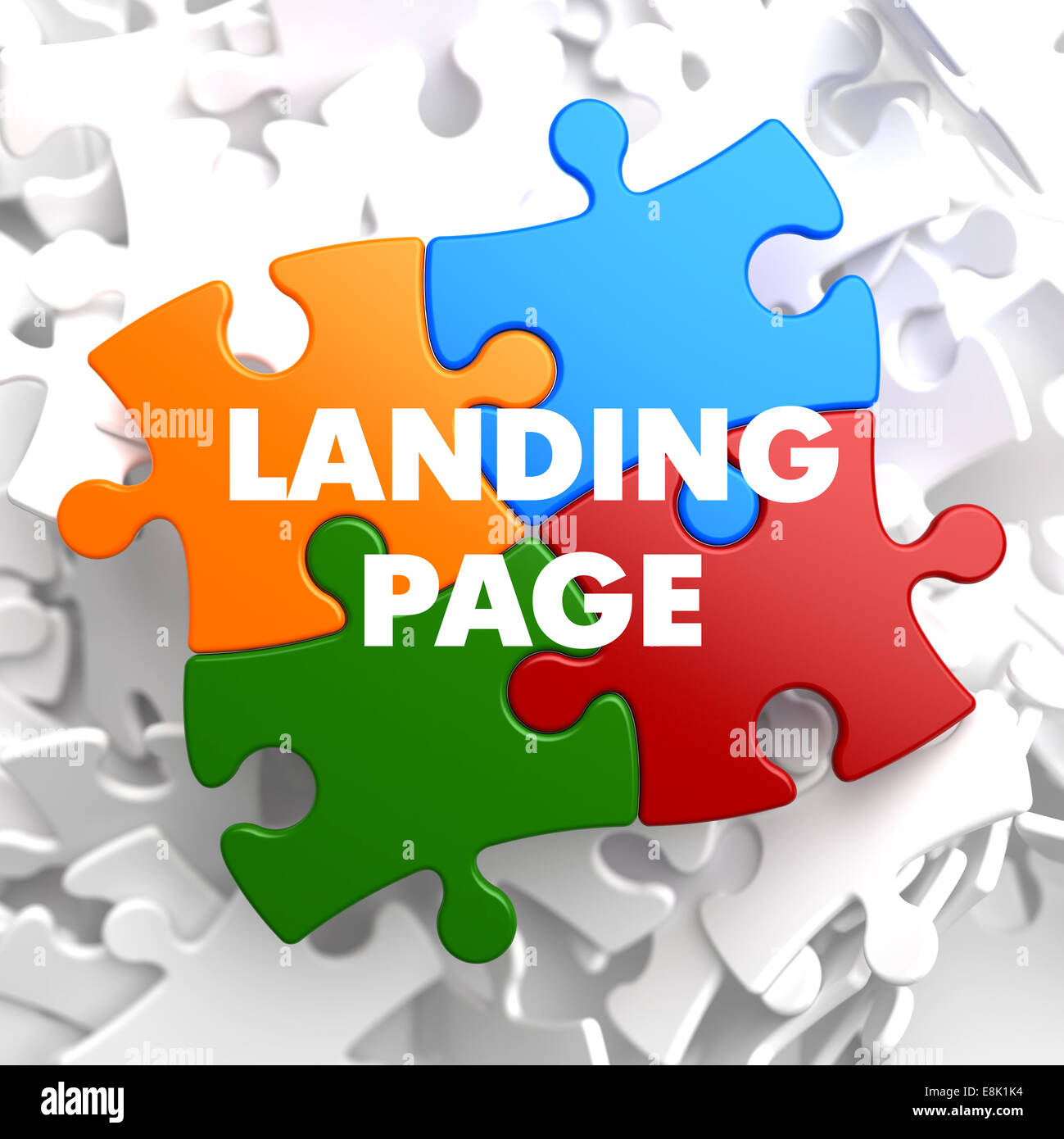 Landing Page on Multicolor Puzzle. Stock Photo