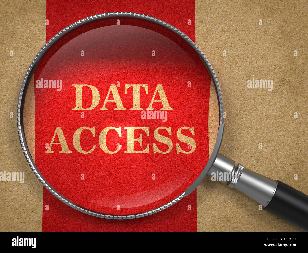 Data Access through Magnifying Glass. Stock Photo