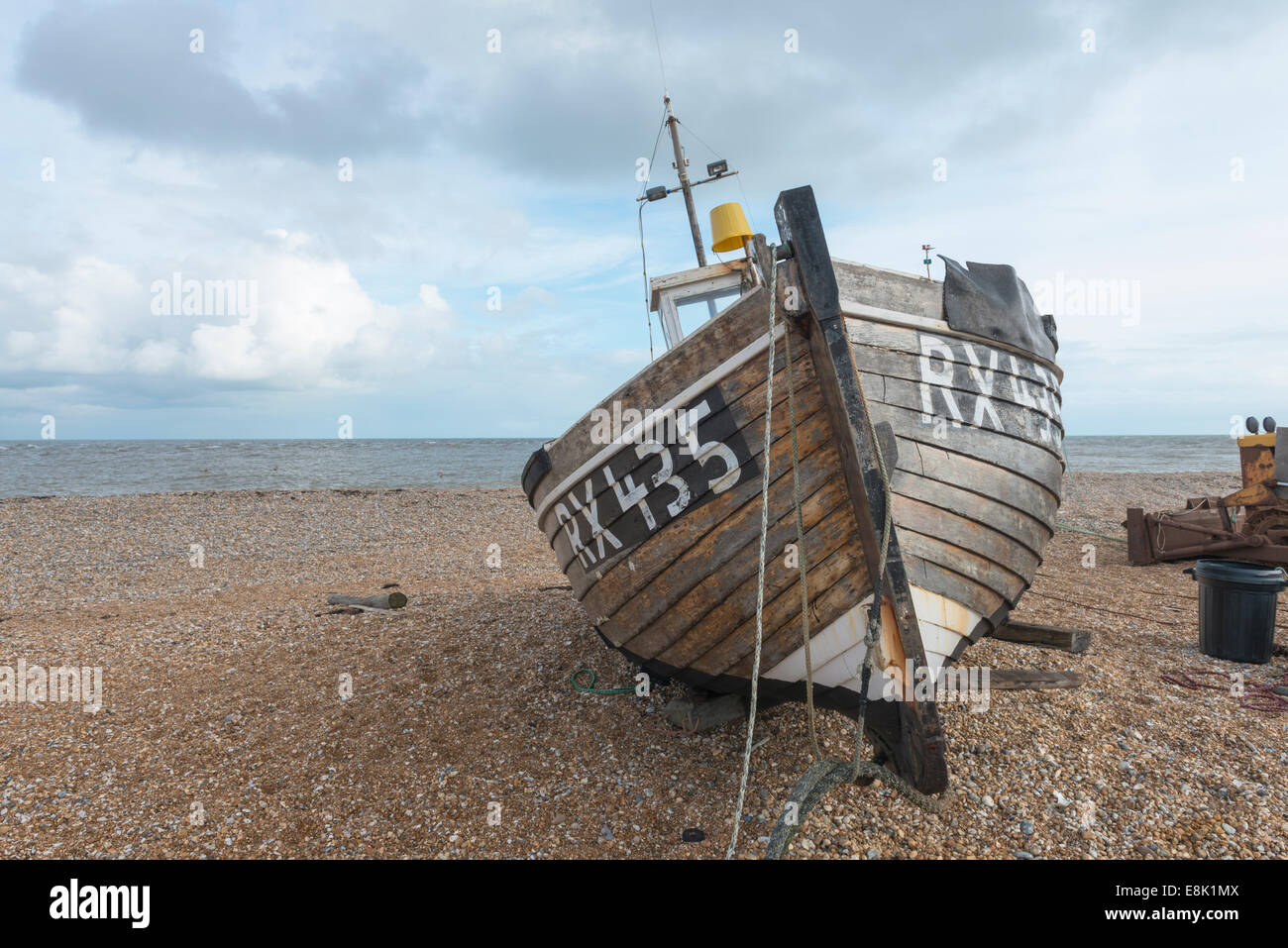 Fishing boat on the beach at Dungeness, Kent Stock Photo - Alamy
