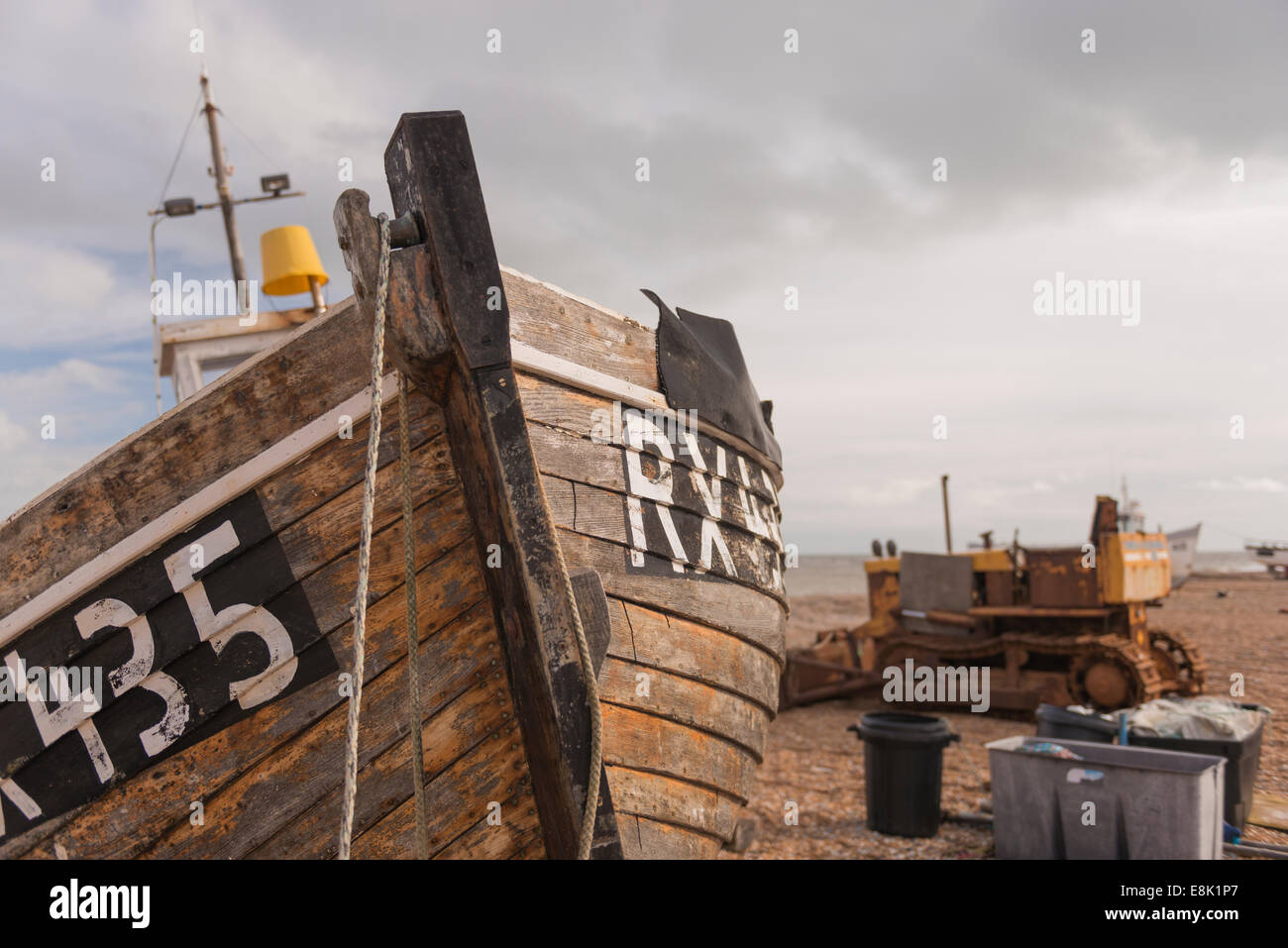 Fishing boat on the beach at Dungeness, Kent Stock Photo - Alamy