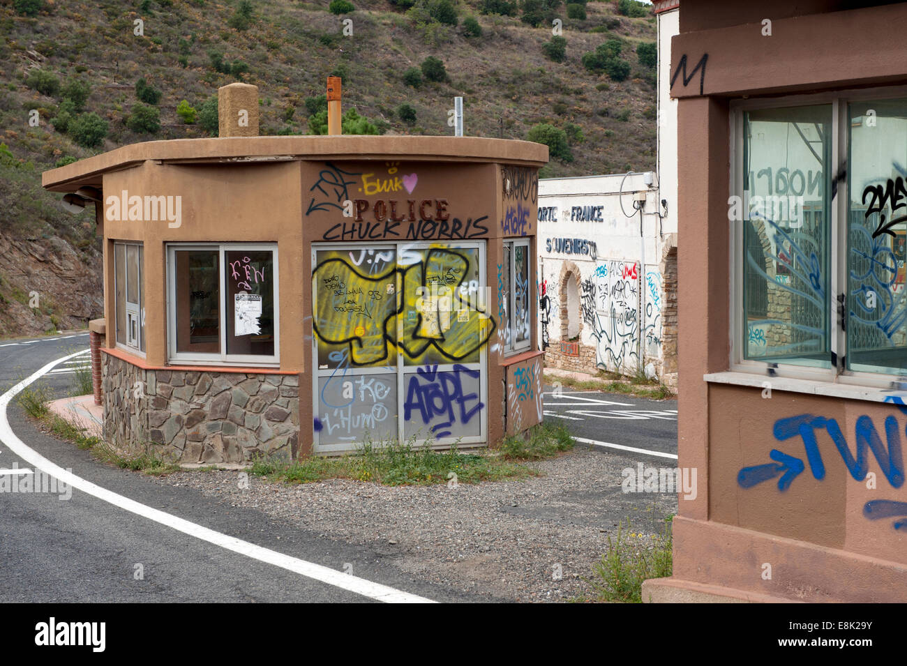French - Spanish border crossing above Portbou in Catalonia, Spain ...