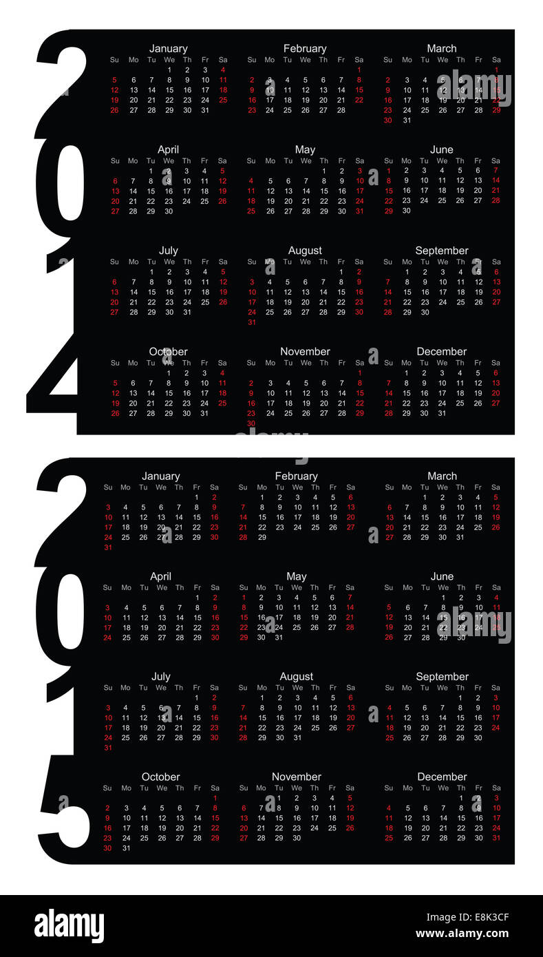 Simple Calendar year 2014, 2015, vector Stock Photo - Alamy