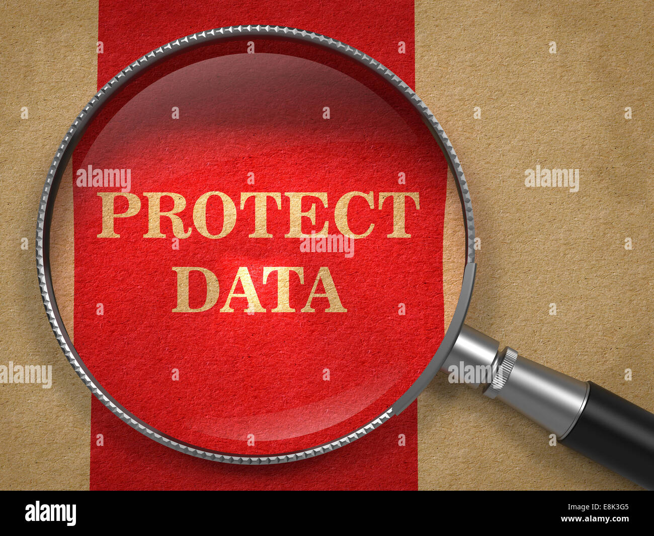 Protect Data through Magnifying Glass. Stock Photo