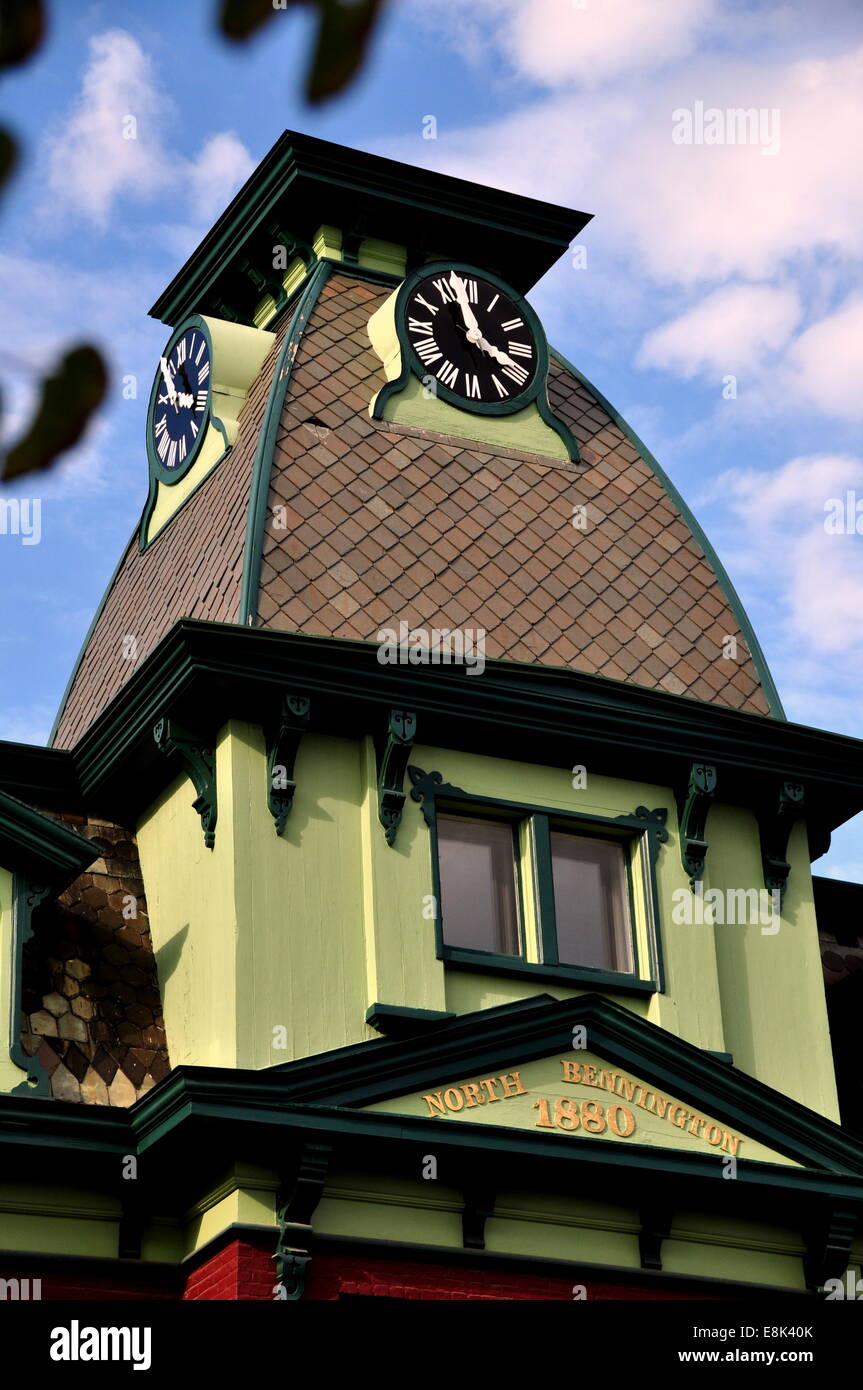 North Bennington, Vermont Mansard roof clock tower of the 1880 North