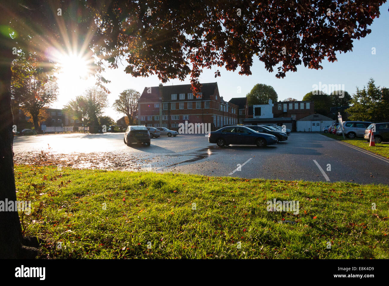 School car park during term time / cars parking in the morning drop off ...