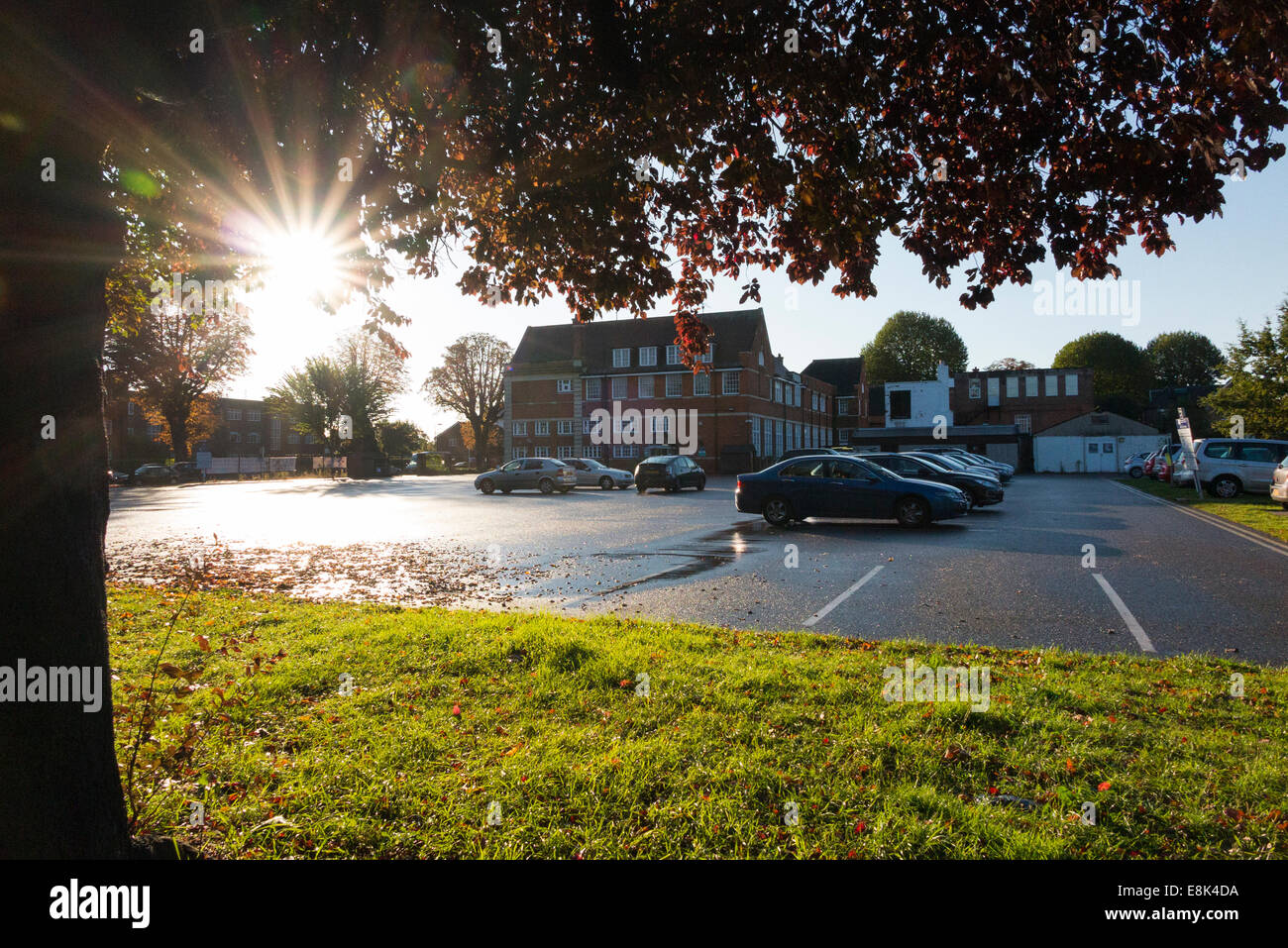 School car park during term time / cars parking in the morning drop off ...