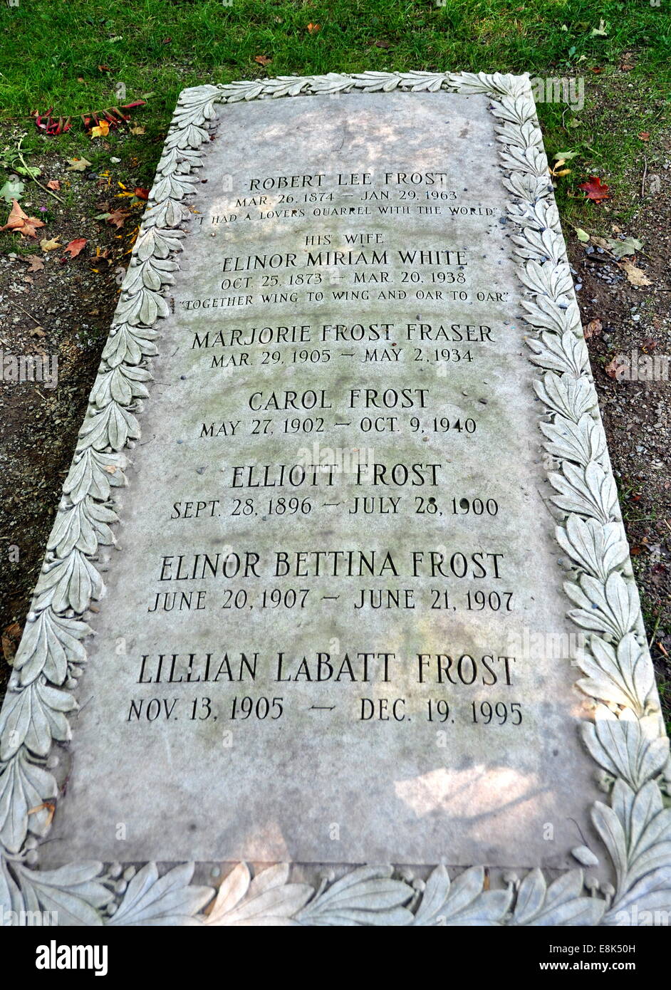 Bennington, VT: Gravesite of poet Robert Lee Frost and his family Stock Photo