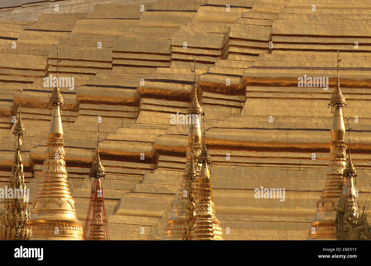 Gold painted roof at Shwedagon Pagoda, Rangoon, Burma (Myanmar) Stock Photo