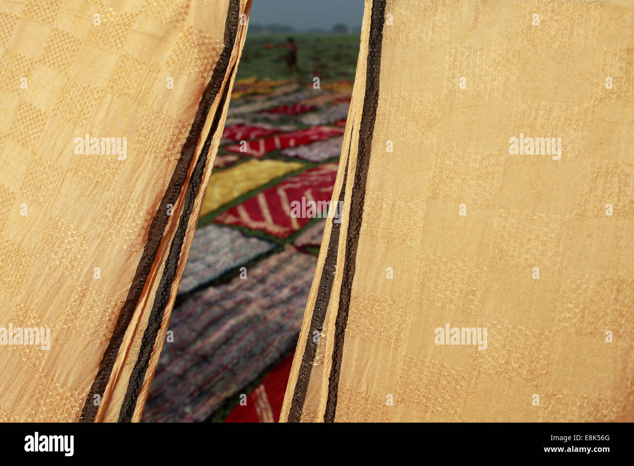 Norshingdhi, Bangladesh. 5th Nov, 2013. After block print people made wash and drying dyed cloths under sun in Bangladesh.They have started their business by taking laon from bank. © Zakir Hossain Chowdhury/ZUMA Wire/Alamy Live News Stock Photo