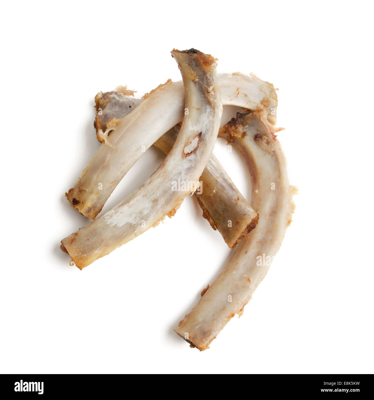 Pork rib bones on white background Stock Photo