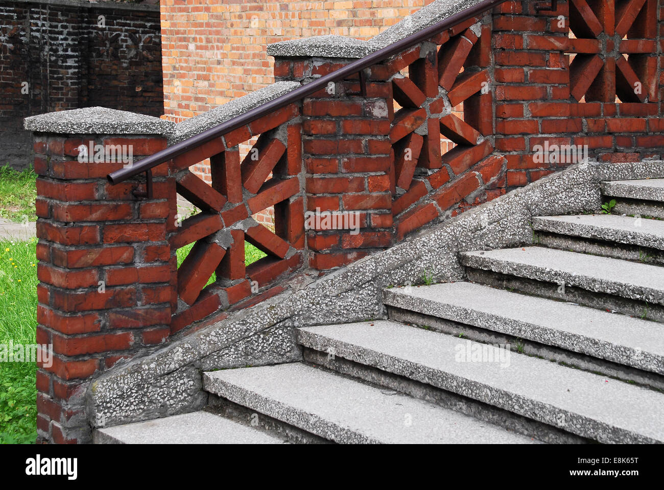 A detail of outdoor staircase in Nikiszowiec Stock Photo
