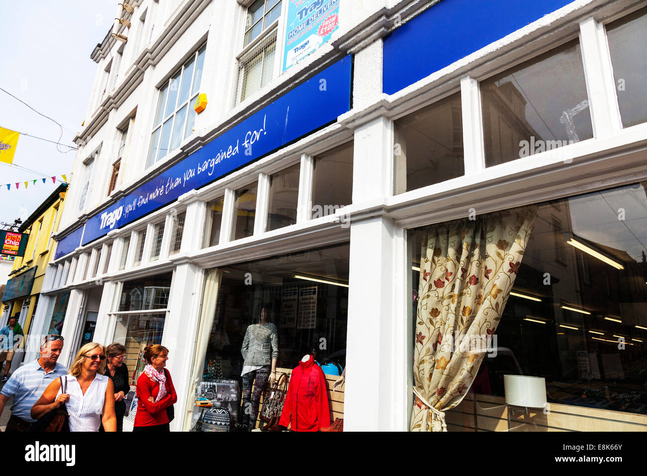 Trago Mills store shop front building Falmouth Cornwall UK Cornish department stores exterior front outside window shoppers Stock Photo