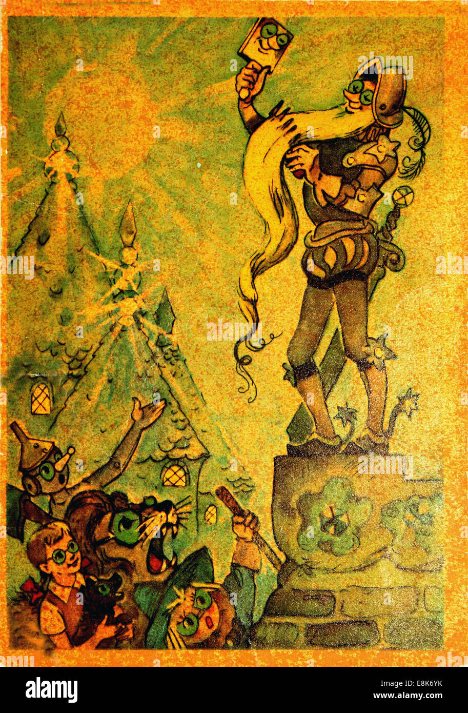 Dec. 2, 2009 - Reproduction of antique postcard shows Wizard of Oz, circa 1960, USSR. (Credit Image: © Igor Golovniov/ZUMA Wire/ZUMAPRESS.com) Stock Photo