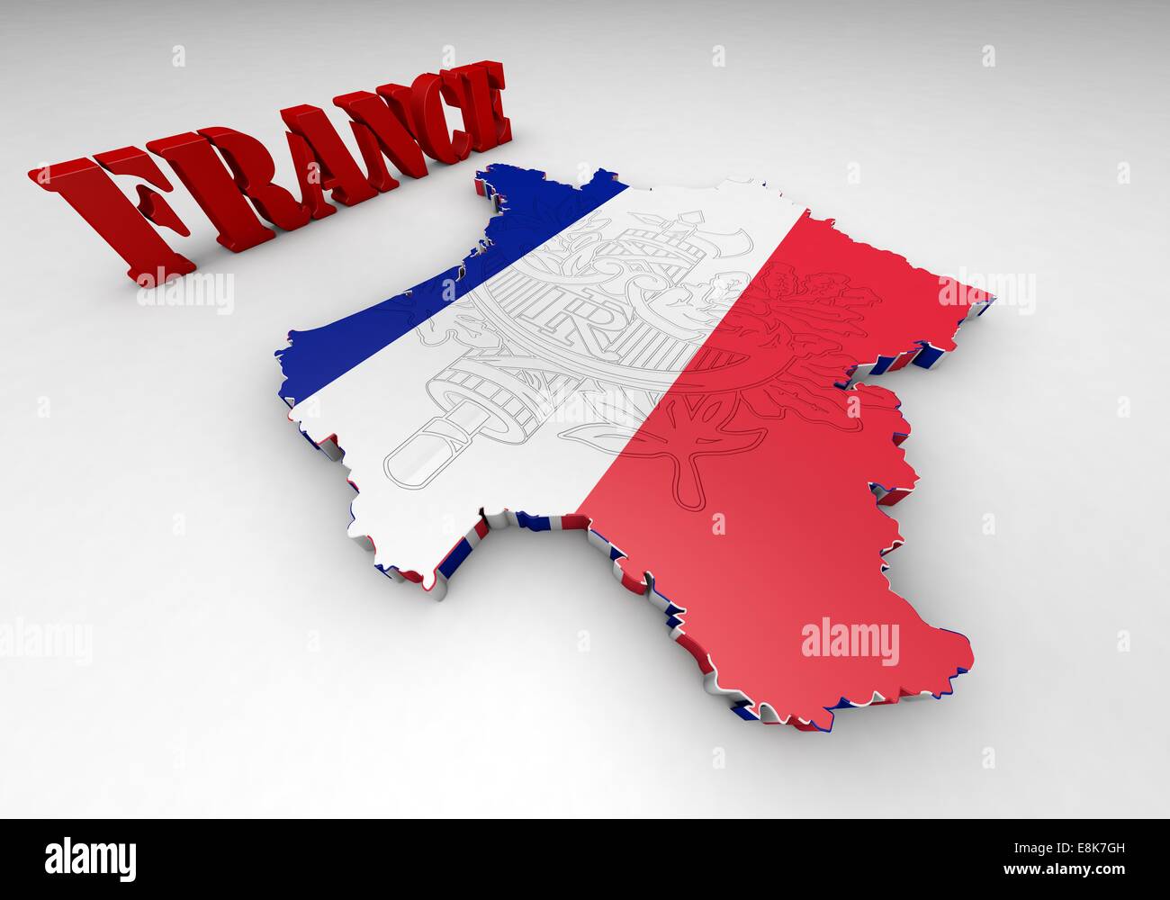 Map of France with flag colors. 3d render illustration Stock Photo - Alamy