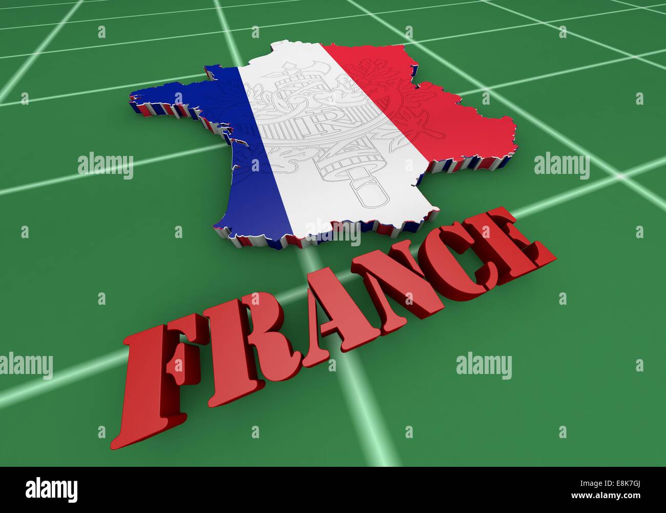 Map of France with flag colors. 3d render illustration Stock Photo - Alamy