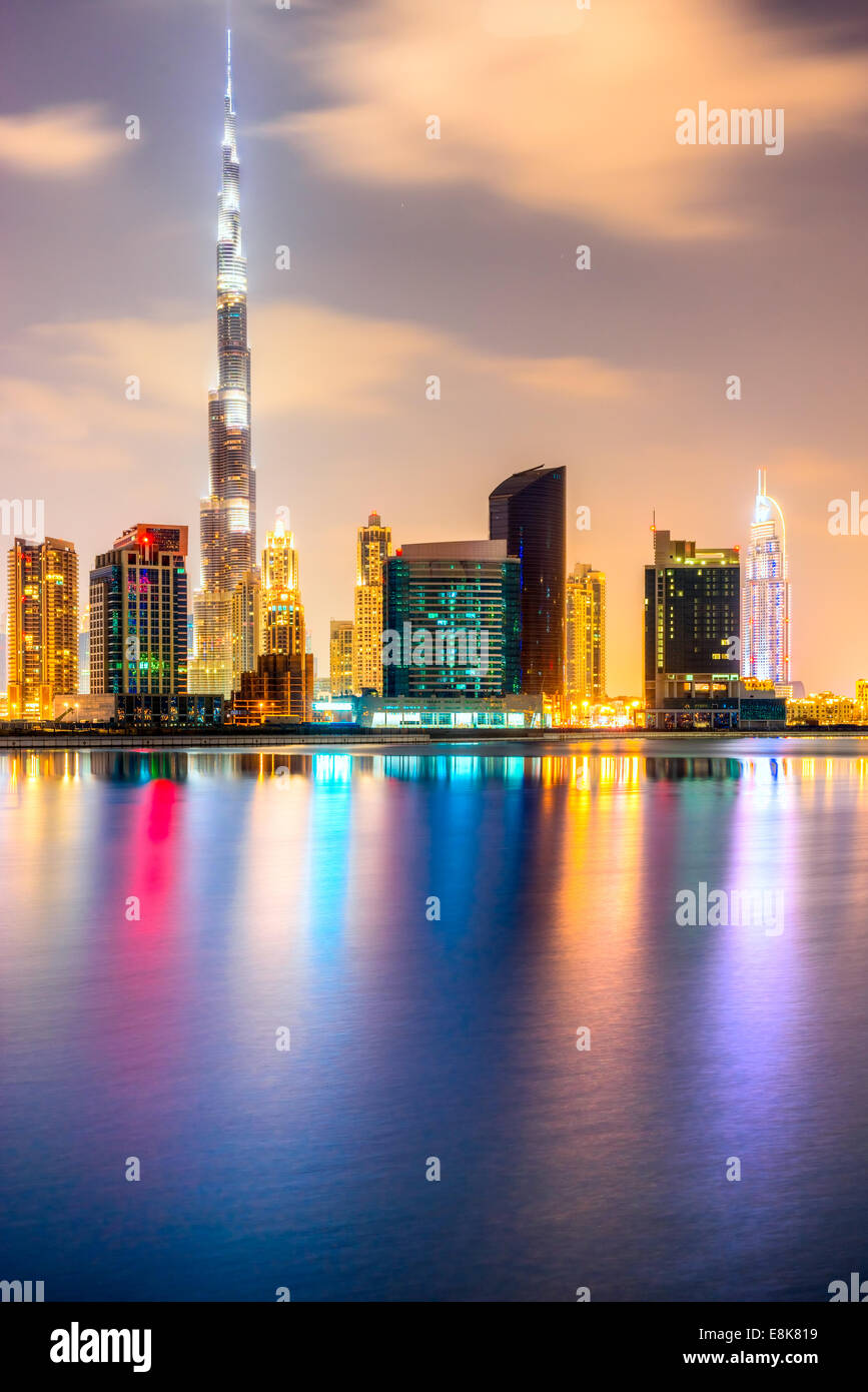 Dubai skyline at dusk, UAE Stock Photo - Alamy