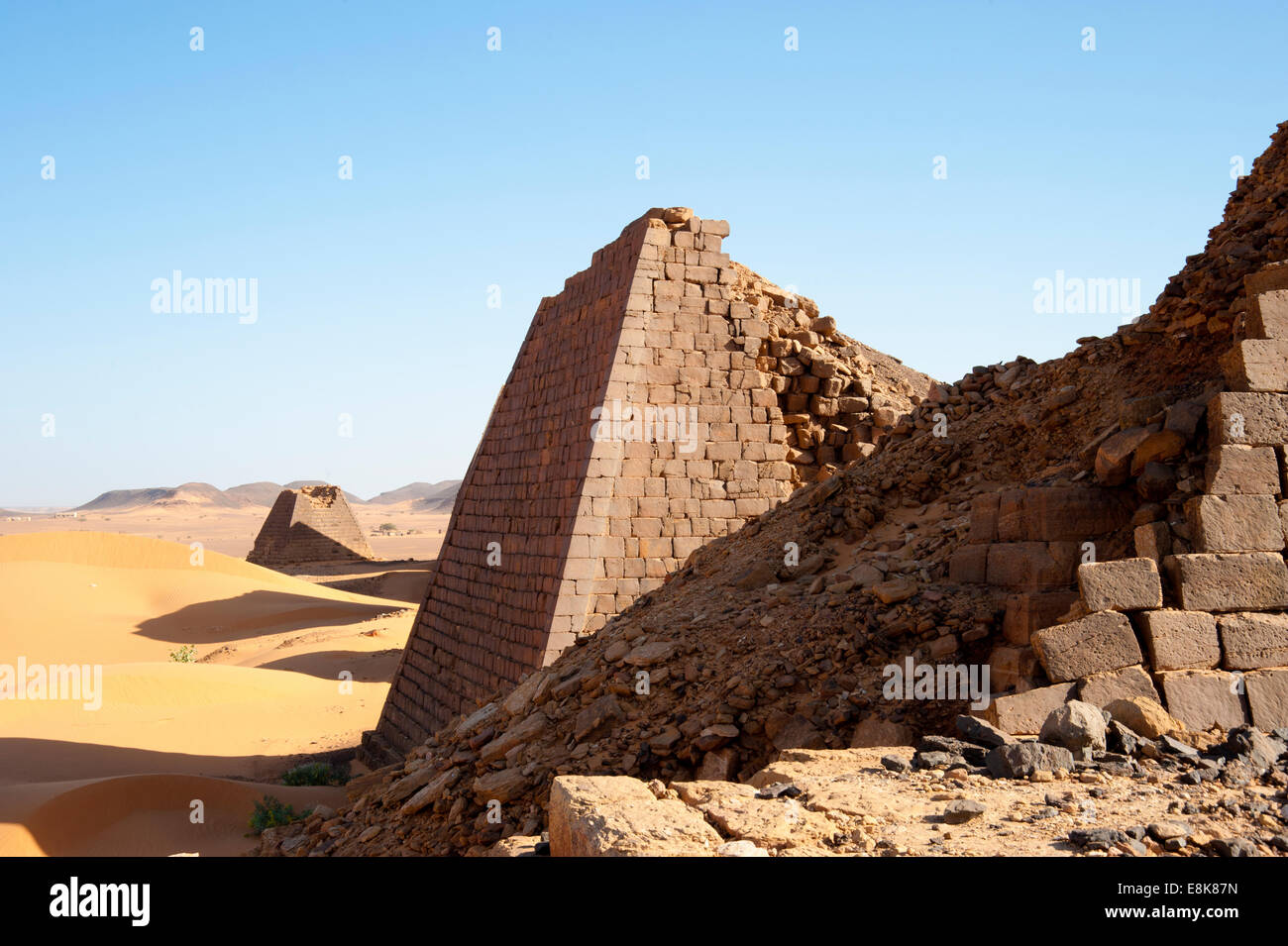 The Royal Pyramids of Meroe, Sudan. Stock Photo
