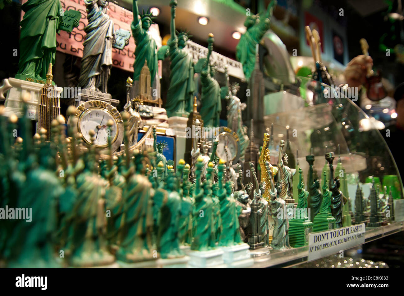 A New York gift shop full of miniature models of the Statue of Liberty