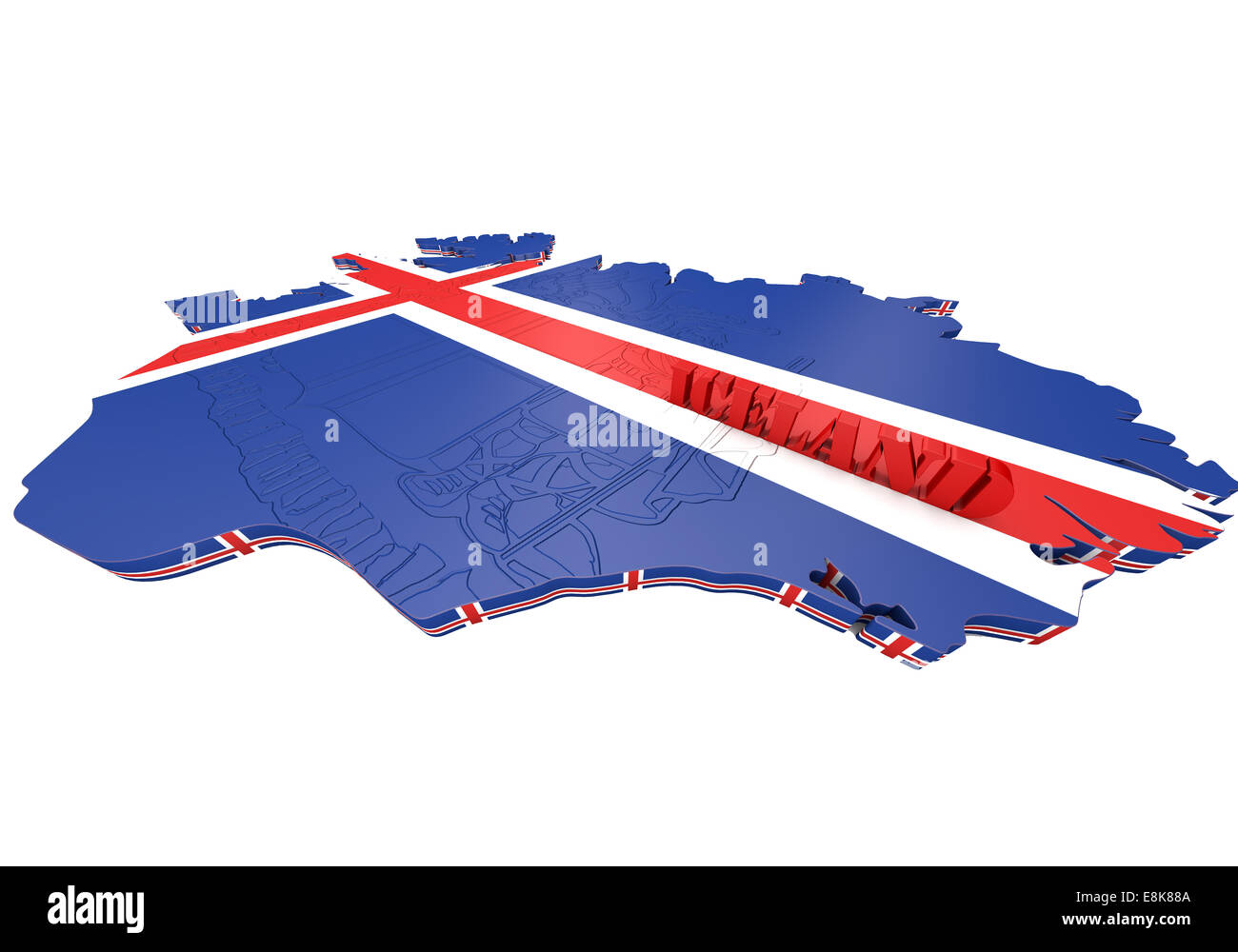 3D map illustration of Iceland with flag and coat of arms Stock Photo ...