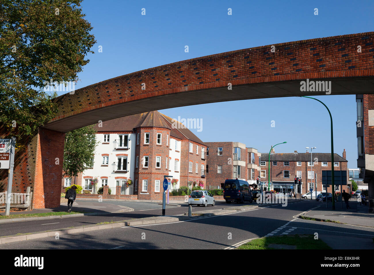 Bridge to car park across the ring road, Chichester, West Sussex Stock