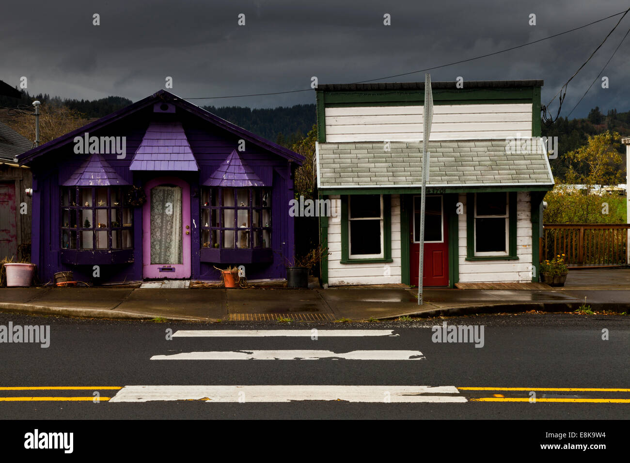 Pedestrian crossing on Highway 101in Cloverdale Oregon USA Stock Photo ...