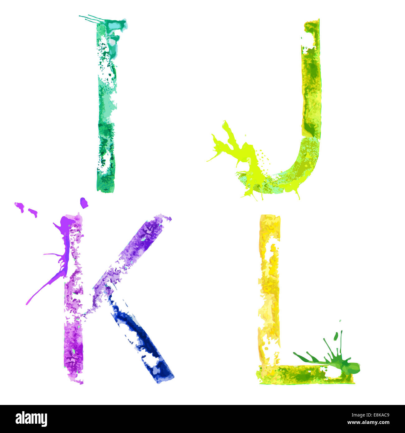 Colorful paint splash alphabet letters I,J,K,L - Stock Illustration Stock Photo