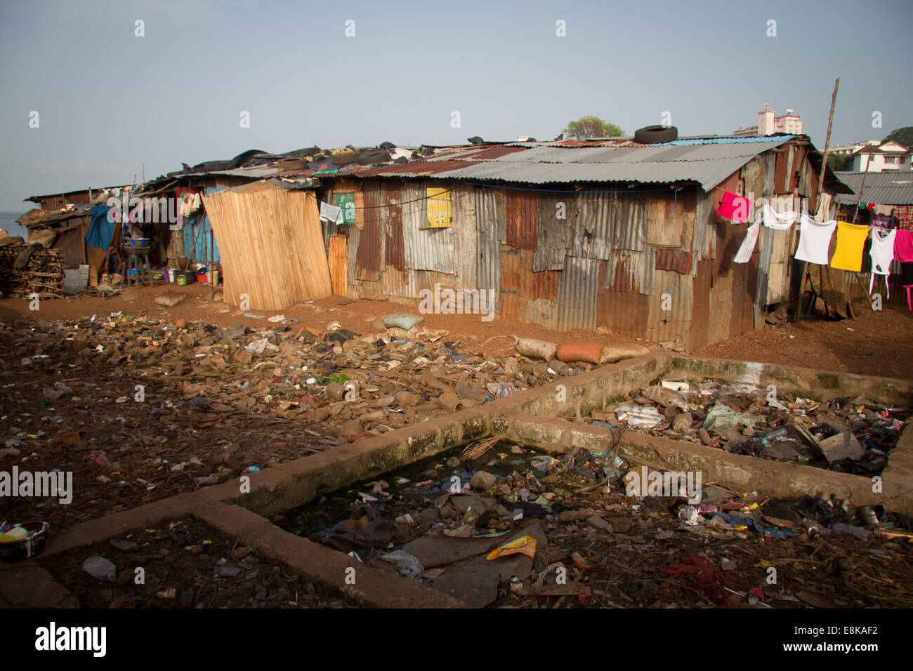 Homes of Kroo Bay slum, Freetown, Sierra Leone. Photo © Nile Sprague Stock Photo
