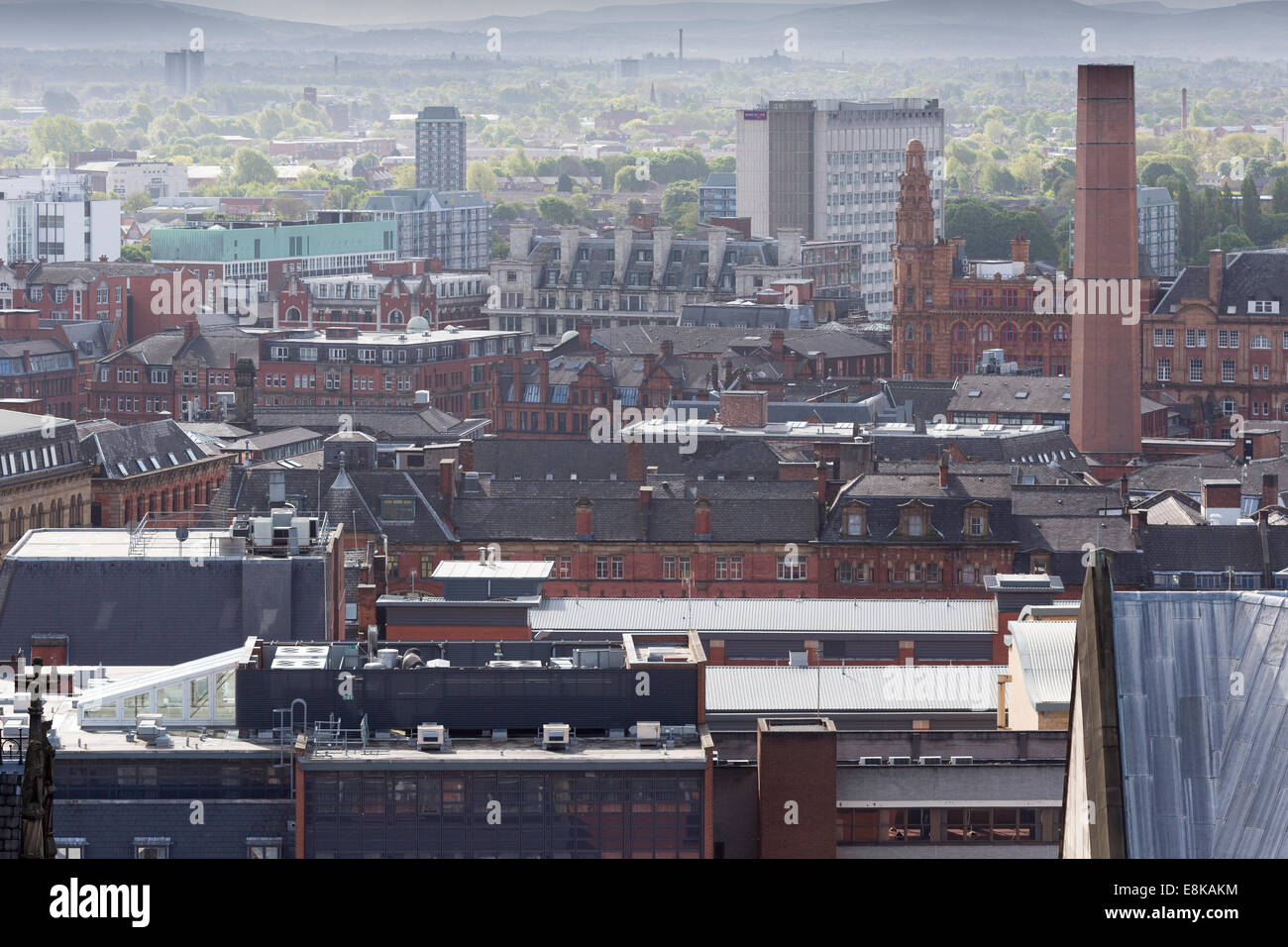 Views of Manchester's skyline form Manchester Town Hall clock tower Stock Photo
