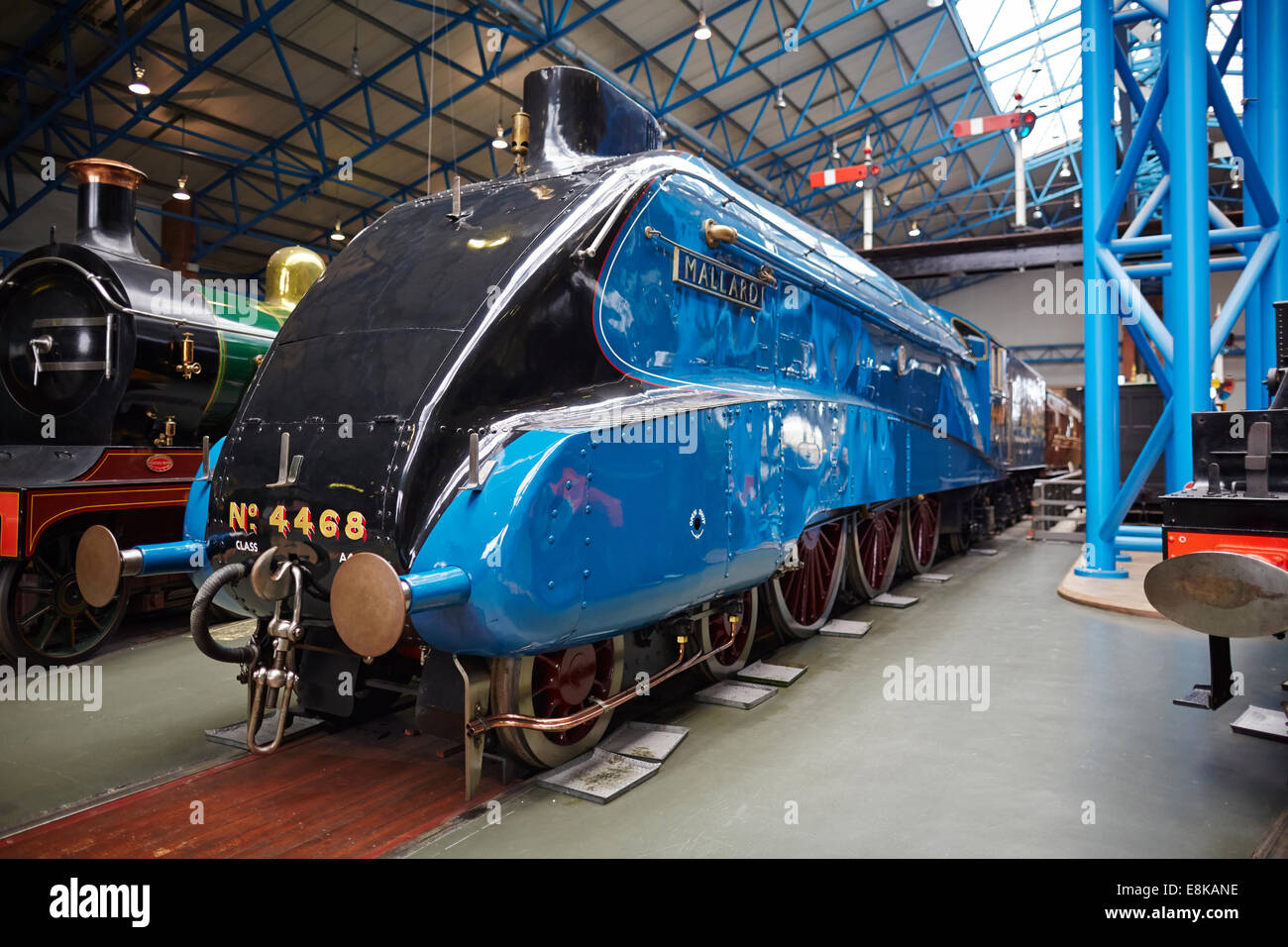 Mallard  on display in the great hall National Railway Museum in York Yorkshire UK Stock Photo