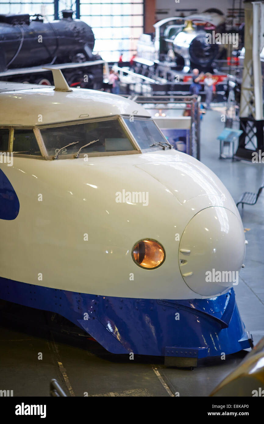A Japanese 0 Series Shinkansen (No.22-141)  on display in the great hall National Railway Museum in York Yorkshire UK Stock Photo