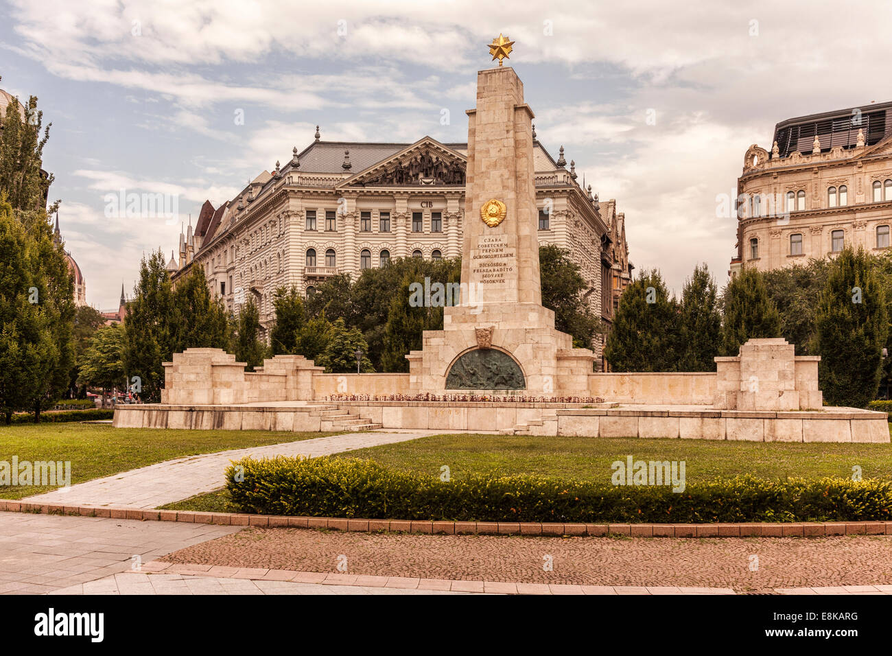 Soviet Red Army memorial in Freedom Square,(Szabadság tér)Budapest,Hungary Stock Photo