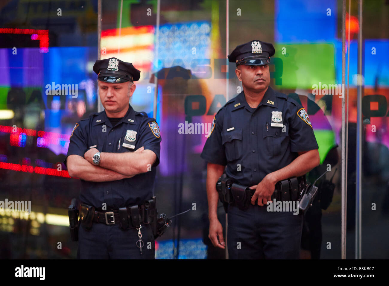 New York city NYC Times Square policemen patrol the area Stock Photo ...