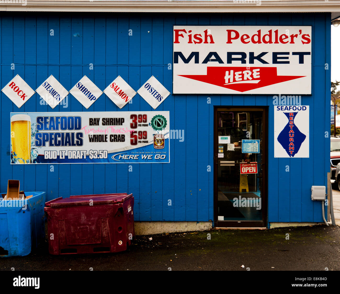 Fish Peddlers Market Newport, Oregon, United States Stock Photo