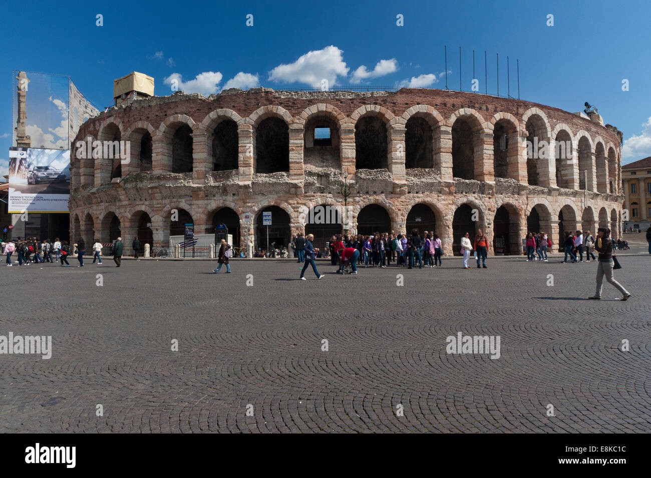 The Verona Arena, a Roman ampitheater built in first century. Verona, Italy. Stock Photo