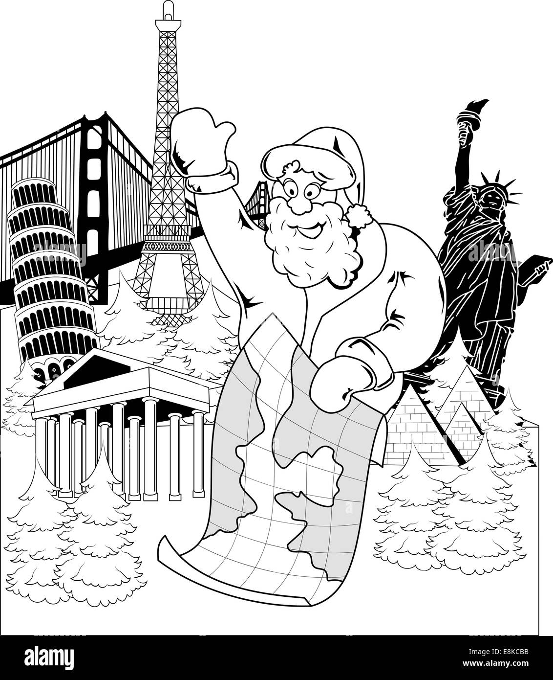 Santa Claus with map Stock Photo Alamy